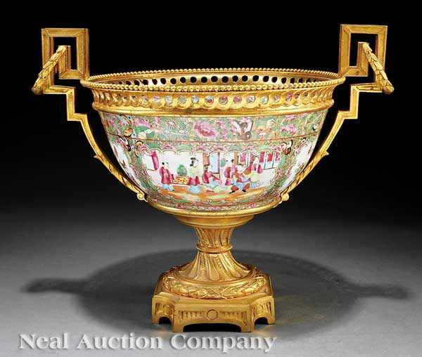 Appraisal: A Chinese Famille Rose Porcelain Bowl with Louis XVI-Style Gilt