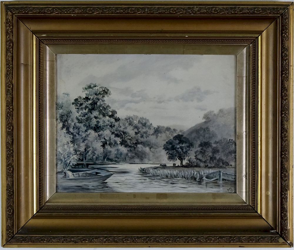 Appraisal: Antique American Landscape Oil Art Painting SIGNED Antique original oil