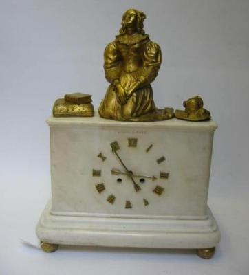 Appraisal: A WHITE MARBLE AND GILT METAL MANTEL CLOCK by Le