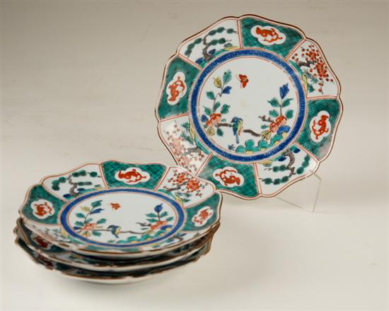 Appraisal: A Set of Four Ao Kutani Porcelain Plates all with