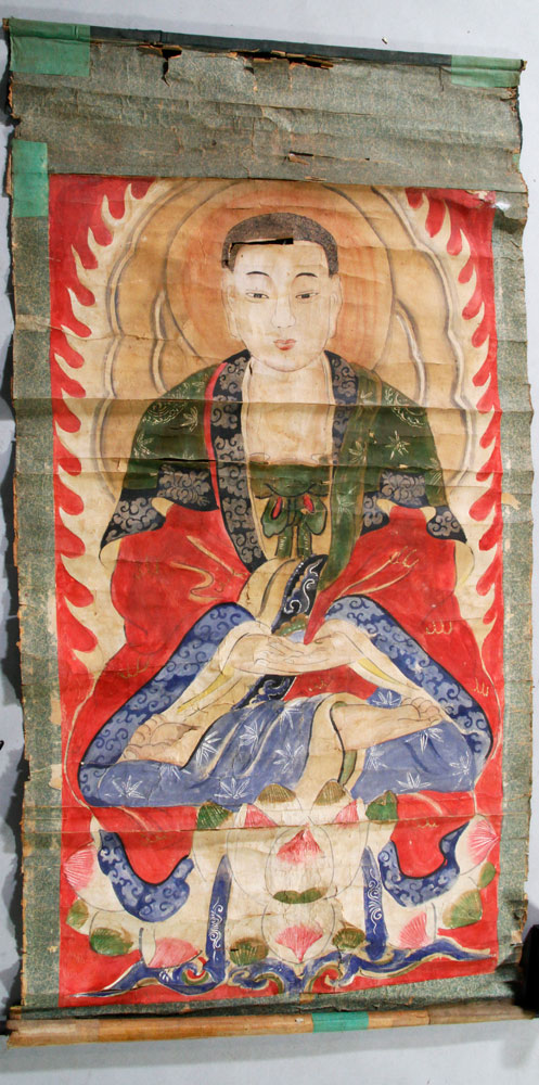 Appraisal: - Chinese Buddhist Painting Scroll painting of Buddhist figure China