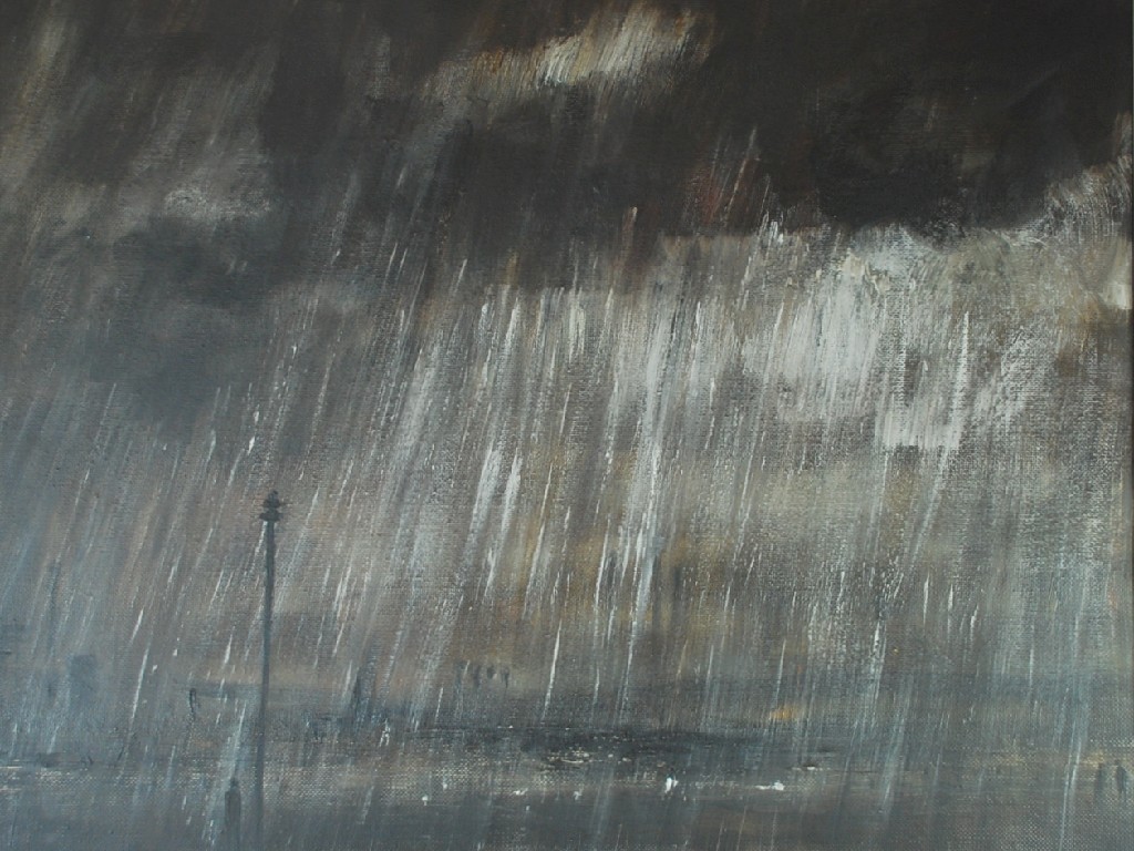 Appraisal: THEODORE MAJOR - OIL ON BOARD Rain at Wigan signed