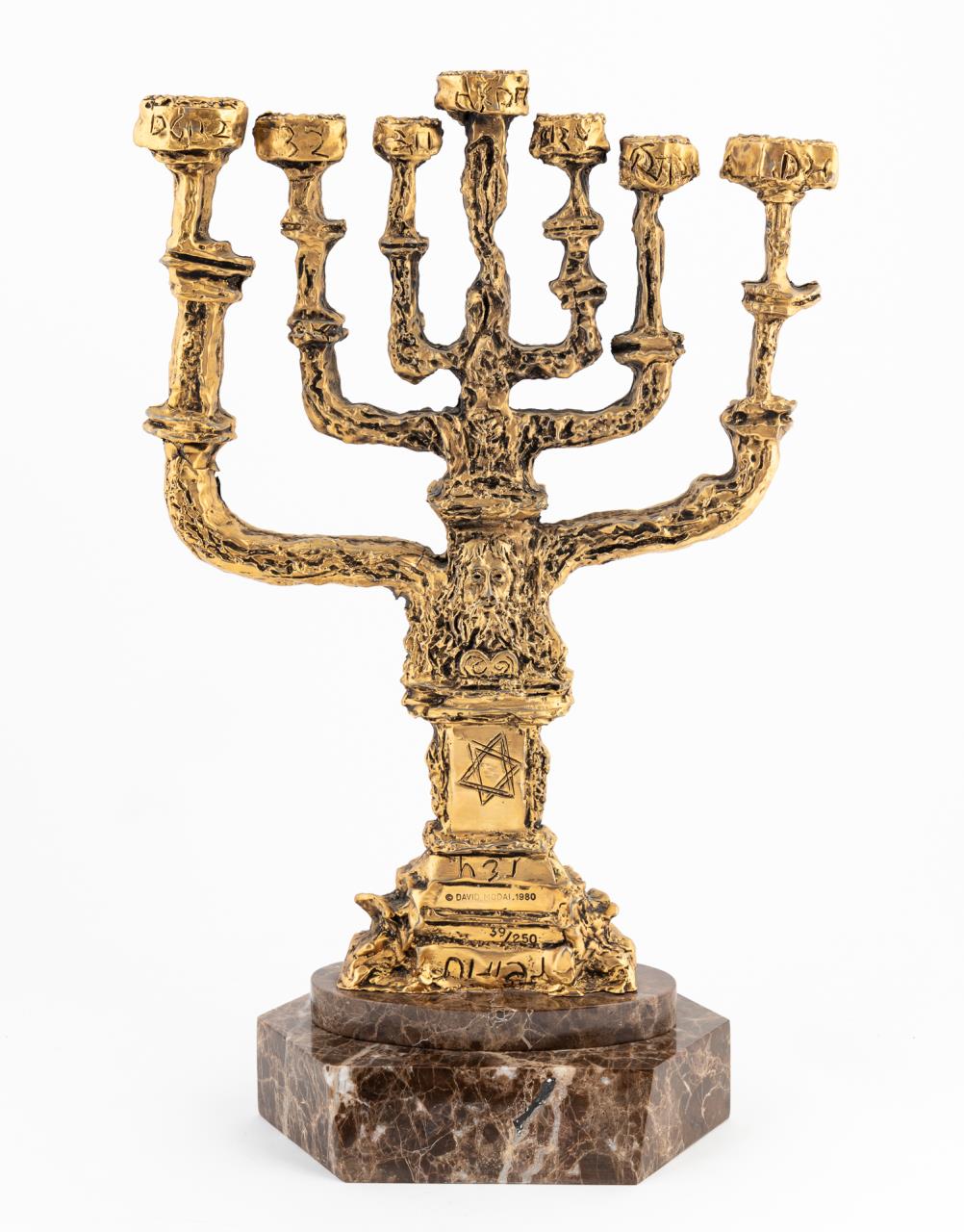 Appraisal: SIGNED SALVADOR DALI GILT BRONZE MENORAH Salvador Dali Spanish -