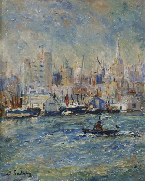 Appraisal: Doreen Gadsby born Darling Harbour Waterfront oil on board signed