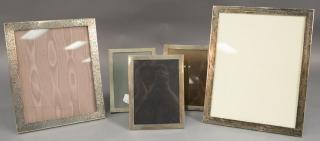 Appraisal: Five sterling silver picture frames including Shreve Crump Low with