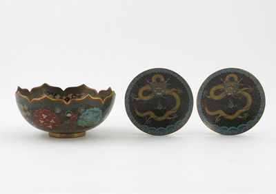 Appraisal: A Japanese cloisonn bowl decorated with butterflies and roundels and