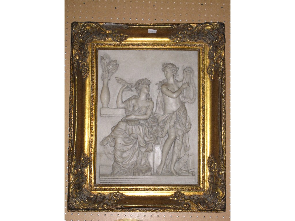 Appraisal: Gilt framed alabaster plaque