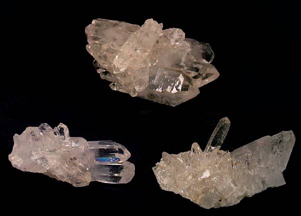 Appraisal: Group of Quartz Crystal Clusters Comprising a flat of twenty-four