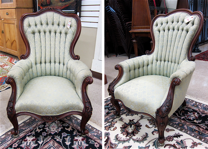 Appraisal: TWO VICTORIAN ARMCHAIRS American late th century having very similar