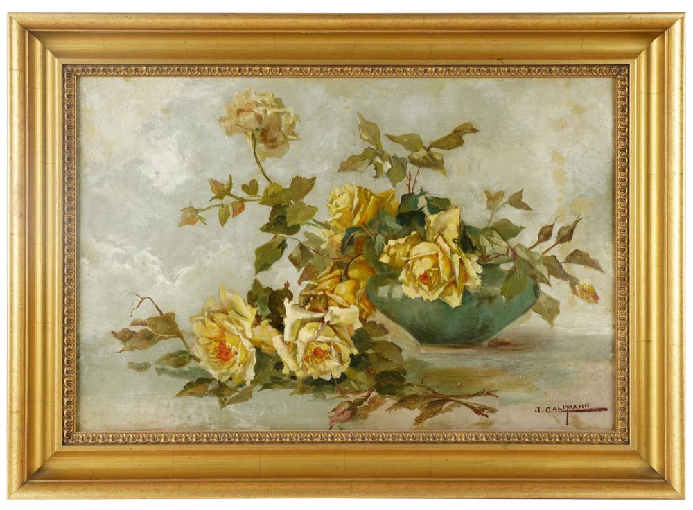 Appraisal: JOHN CALIFANO - STILL LIFE WITH YELLOW ROSESoil on canvas