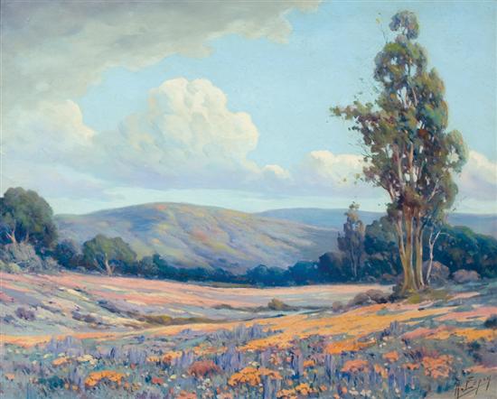 Appraisal: ANGEL DE SERVICE ESPOY American - California Lupines Poppies oil