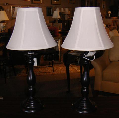 Appraisal: PAIR BLACK SPINDLE SHAPED TABLE LAMPS h in Provenance ANTIQUE