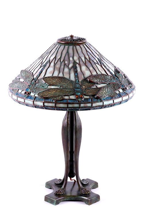 Appraisal: Original Tiffany Dragonfly Stained Glass Lamp This is an exceptional