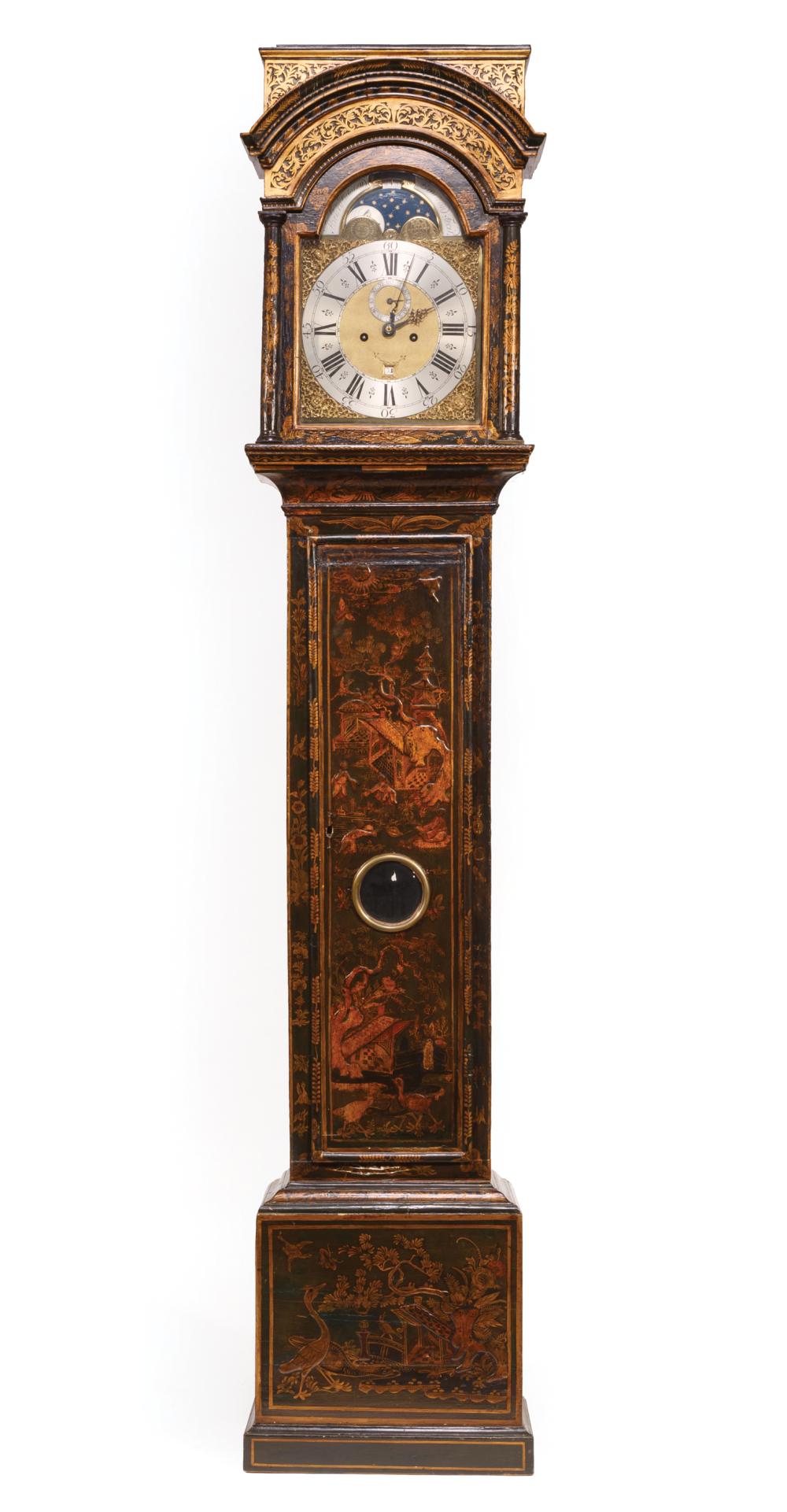 Appraisal: Antique English Chinoiserie Tall Case Clock th c dial signed