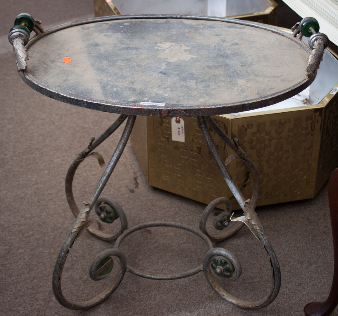 Appraisal: Oval metal tea table