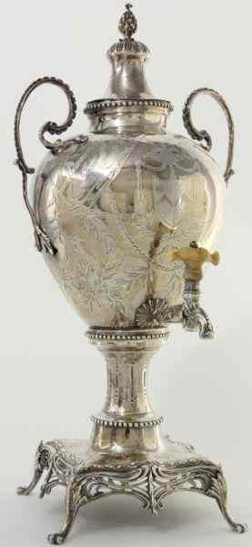 Appraisal: William Holmes Sterling Silver Coffee Urncirca London lidded urn on