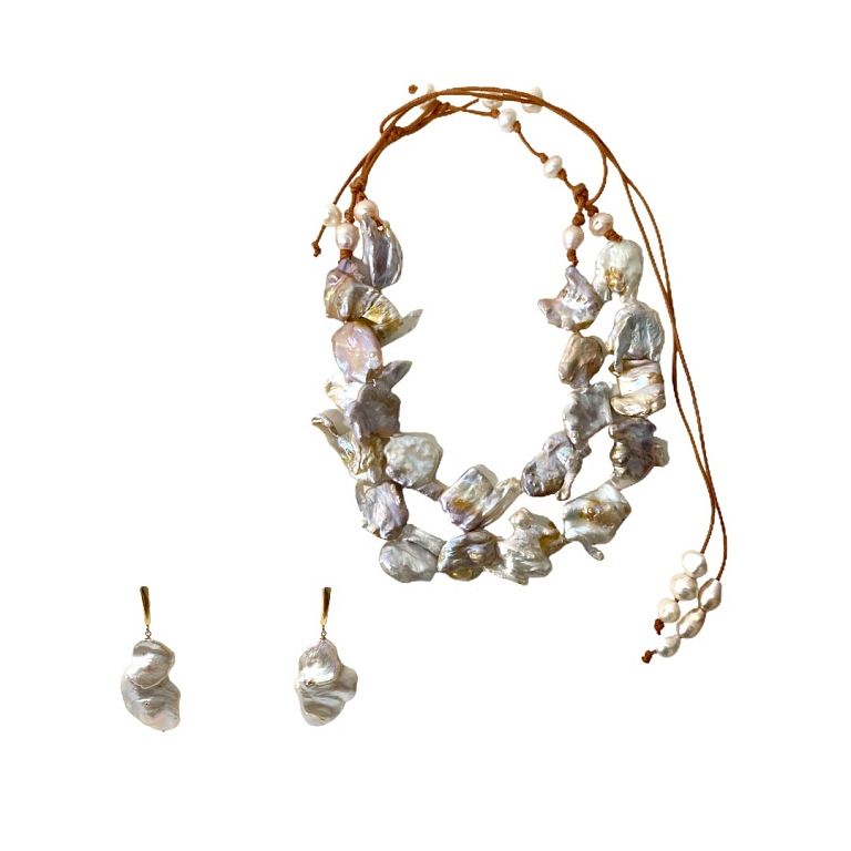 Appraisal: Pearl Style Necklace with Earrings Pearl Style Necklace with Earrings