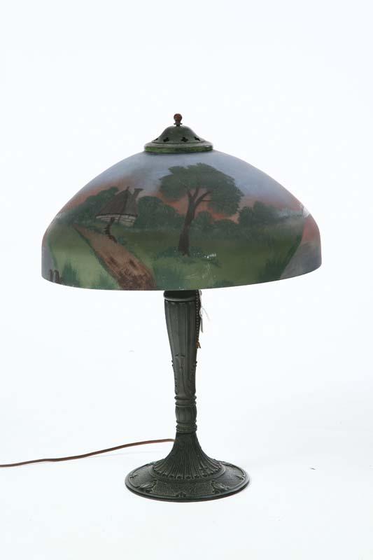 Appraisal: TABLE LAMP Circular base with a fluted pedastal and painted