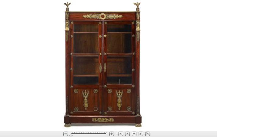 Appraisal: Empire style mahogany and gilt metal mounted biblio The queearly