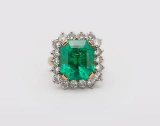 Appraisal: Platinum K Yellow Gold Emerald and Diamond Ring Pendant PLATINUM