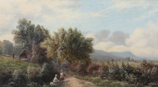 Appraisal: ENGLISH SCHOOL th century THE COUNTRY LANE oil on canvas