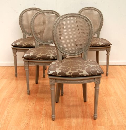 Appraisal: A set of eight Louis XVI style pine and caned