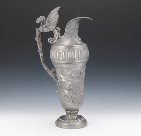 Appraisal: LA MAISON DE L ETAIN RENAISSANCE REVIVAL PEWTER EWER Large