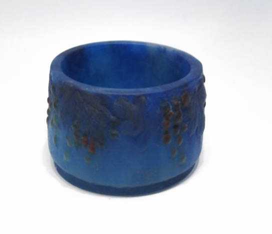 Appraisal: BLUE PATE DE VERRE GLASS BOWL attributed to Victor Amalric