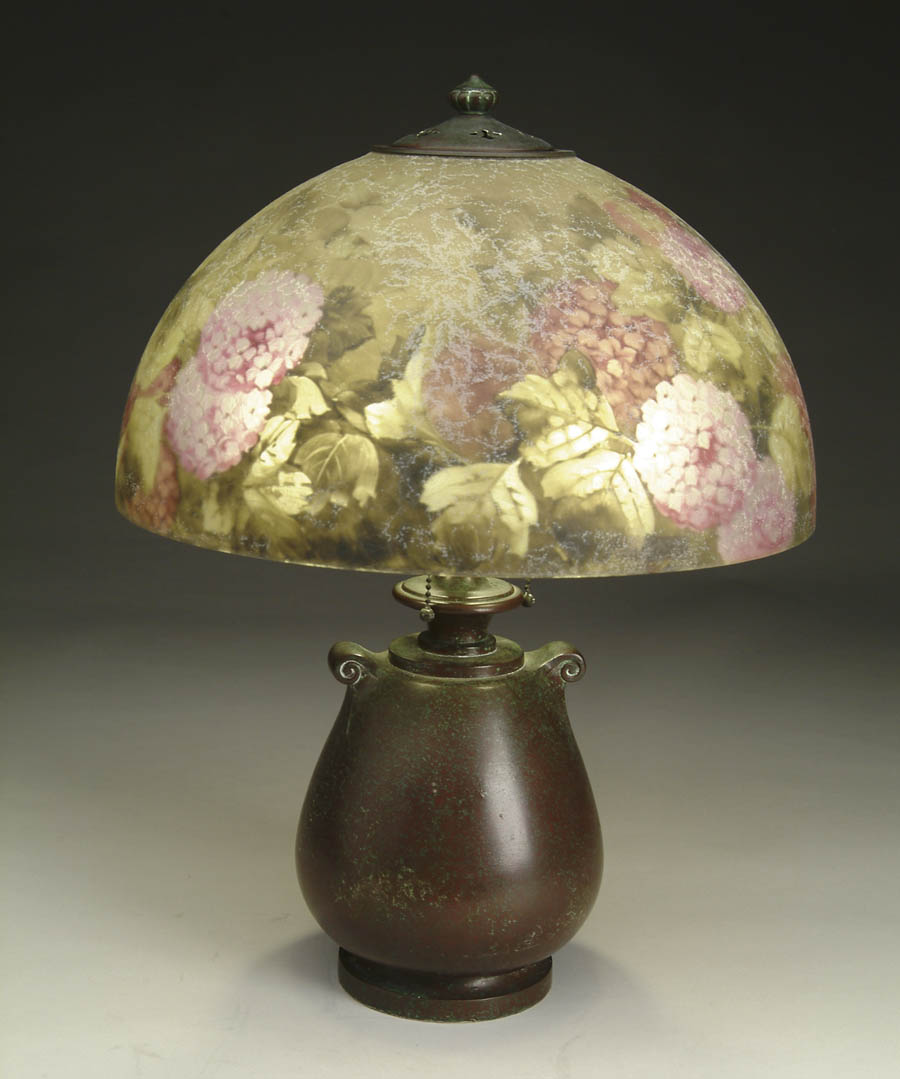 Appraisal: VERY RARE AND IMPORTANT HANDEL REVERSE PAINTED TABLE LAMP The