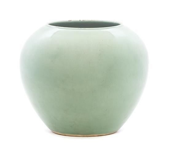 Appraisal: A Celadon Glazed Porcelain Jar Height inches A Celadon Glazed