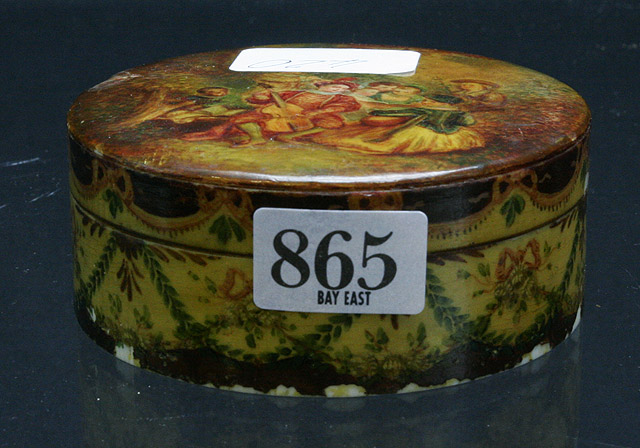 Appraisal: A th century handpainted ivory jewellery box