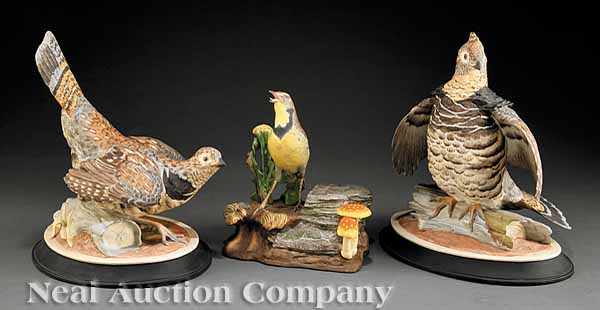 Appraisal: Three Boehm Porcelain Figurines comprising a pair of ruffed grouse