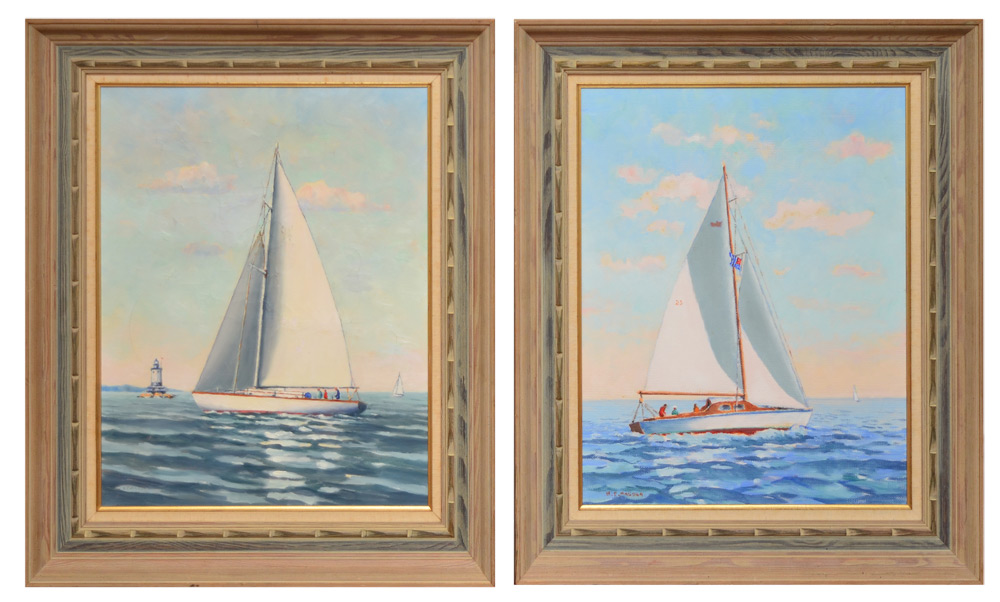 Appraisal: MAEDER Sr Howard Potter American - cheerful Sailing Sloop Paintings