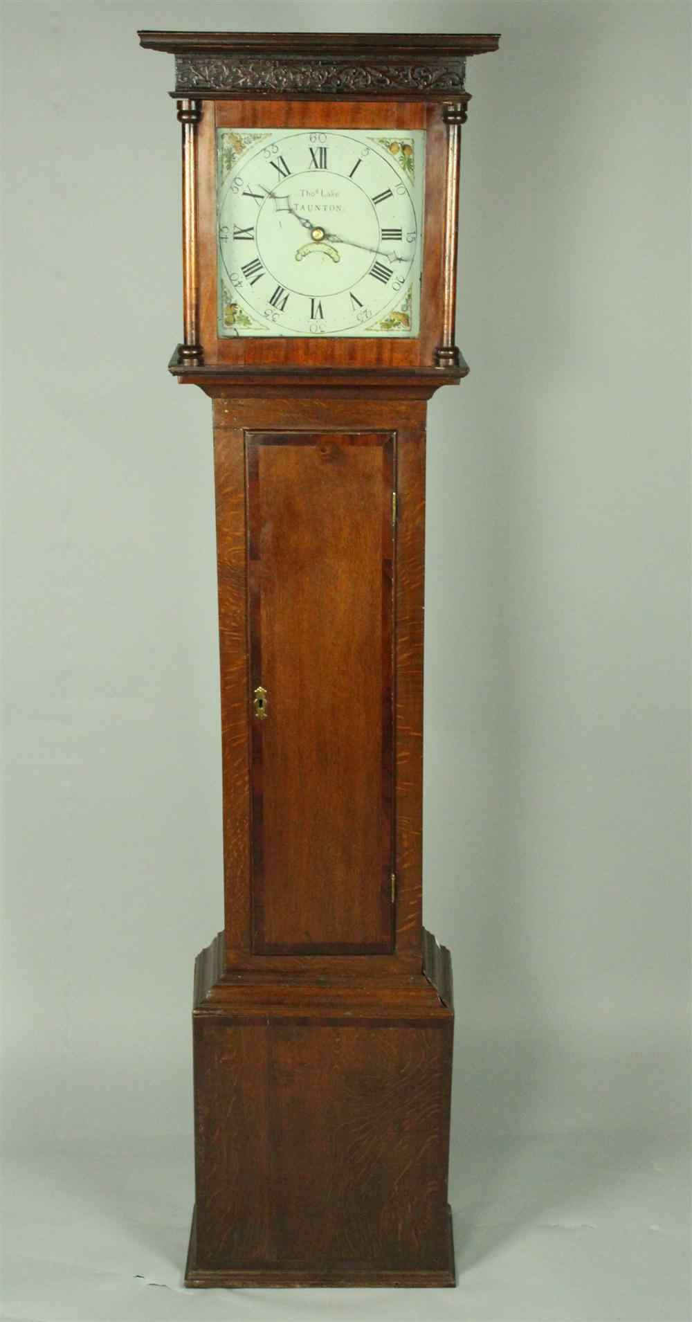 Appraisal: PROVINCIAL ENGLISH OAK THIRTY HOUR TALL CASE CLOCK circa having