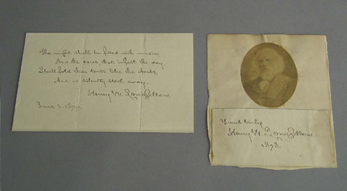 Appraisal: Two Henry Wadsworth Longfellow signed notes dated June and one