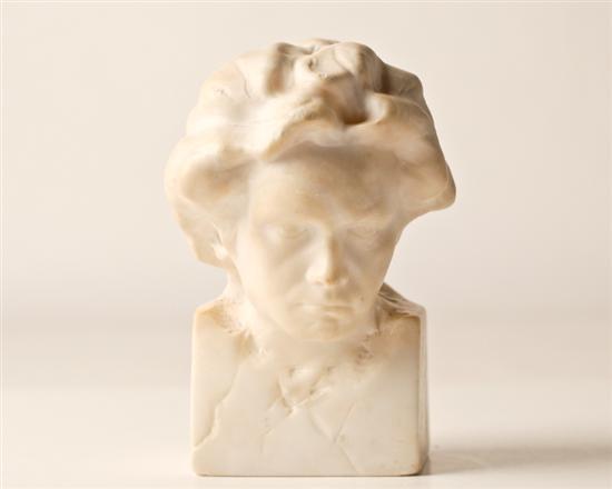 Appraisal: Marble Bust of Beethoven having a bronze insert with signature