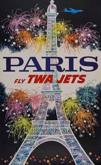 Appraisal: KLEIN David PARIS fly TWA JETS offset lithograph in colours