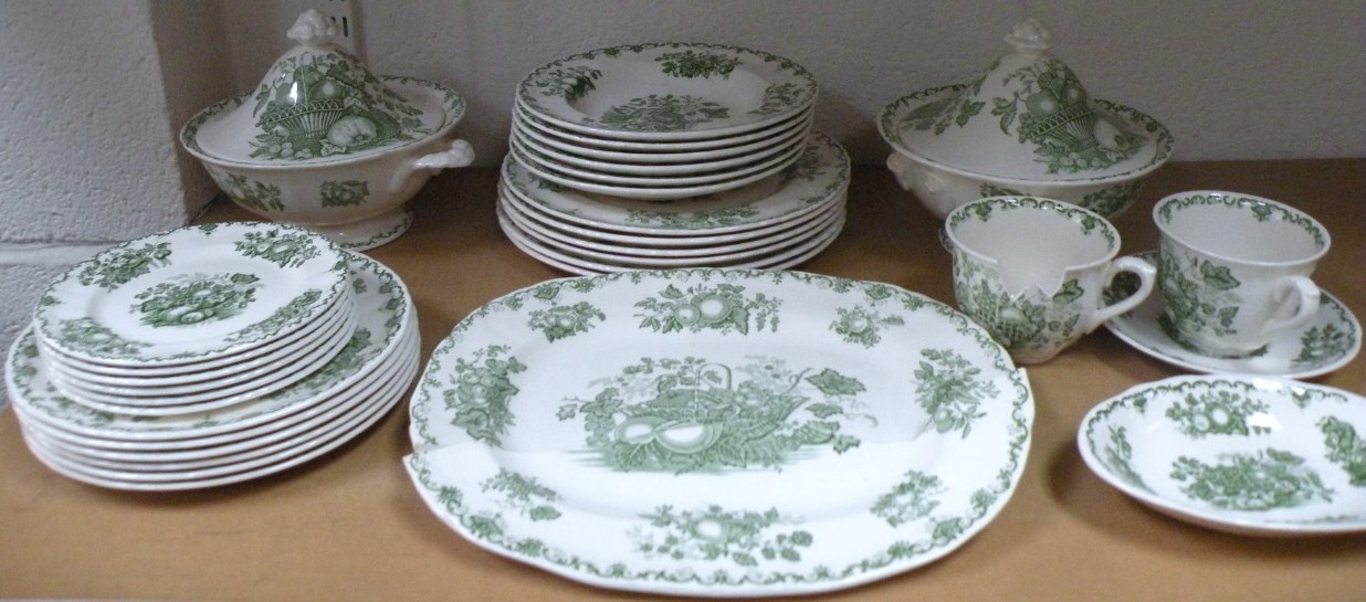 Appraisal: A Mason's Ironstone Fruit Basket pattern part dinner service to