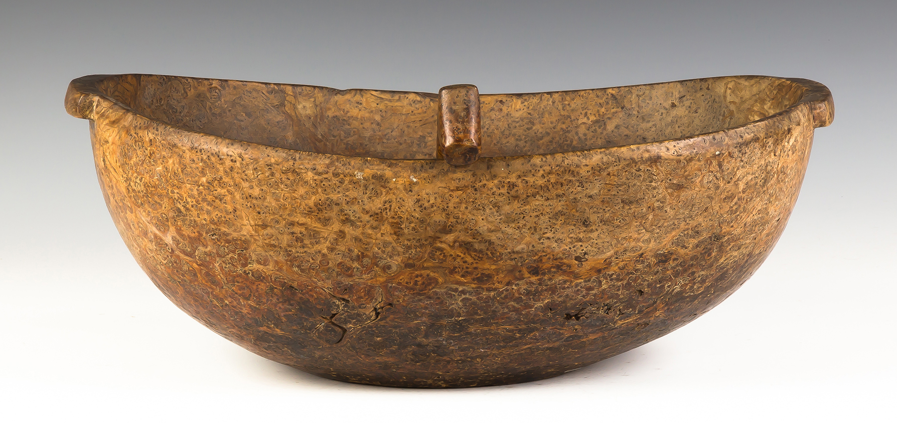 Appraisal: Native American Burl Bowl with Handles th early th century