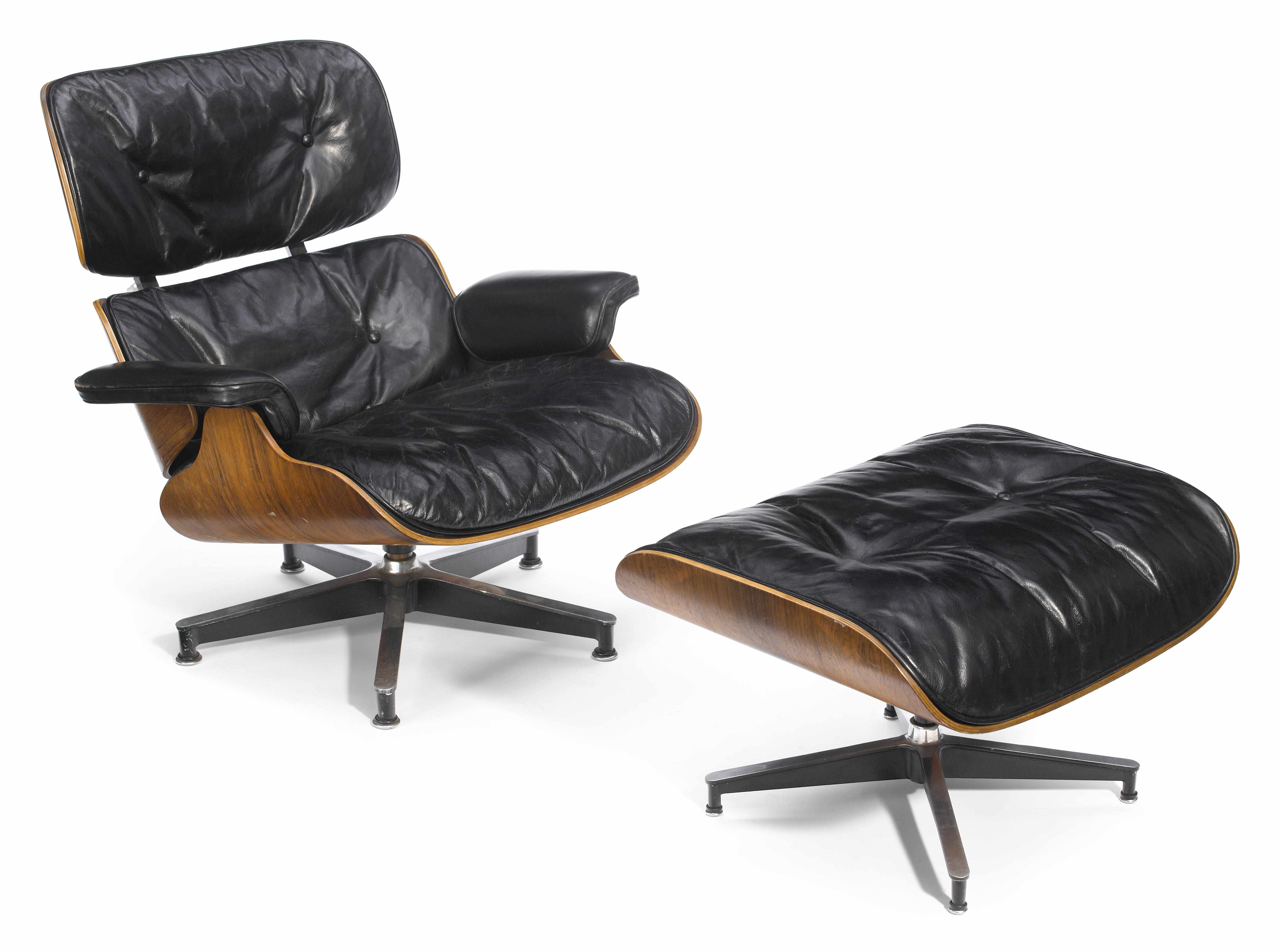 Appraisal: A Charles and Ray Eames rosewood and leather lounge chair