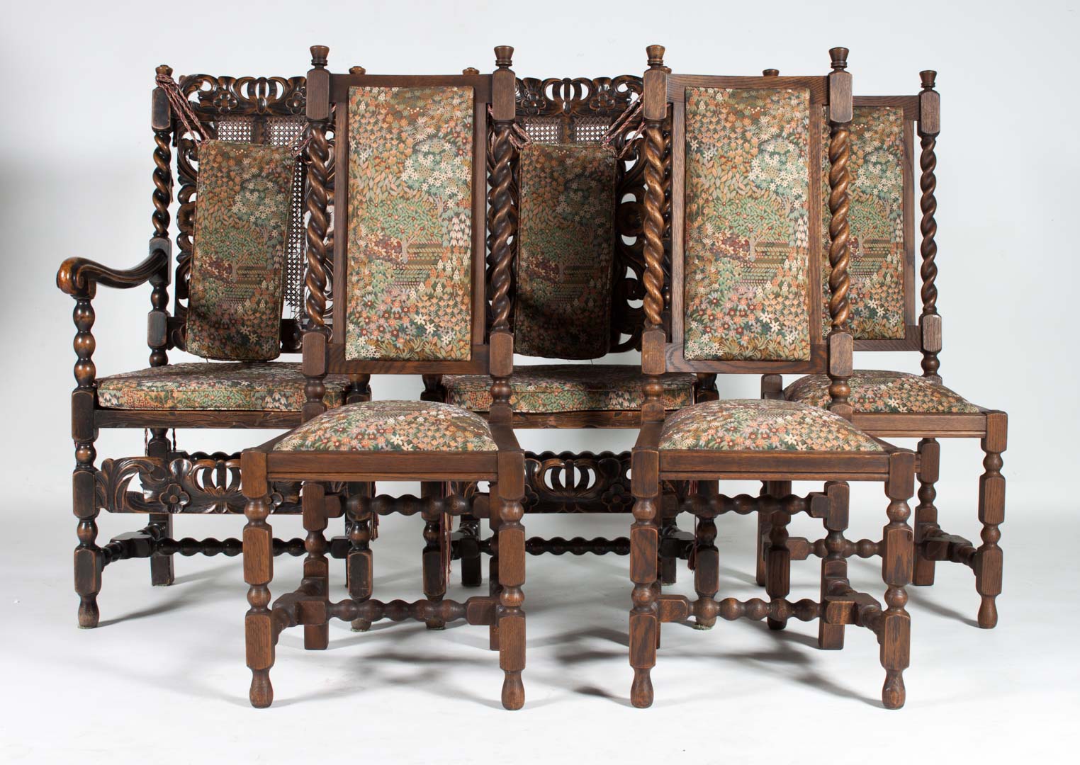 Appraisal: Jacobean Revival style beechwood dining chairs including a pair of