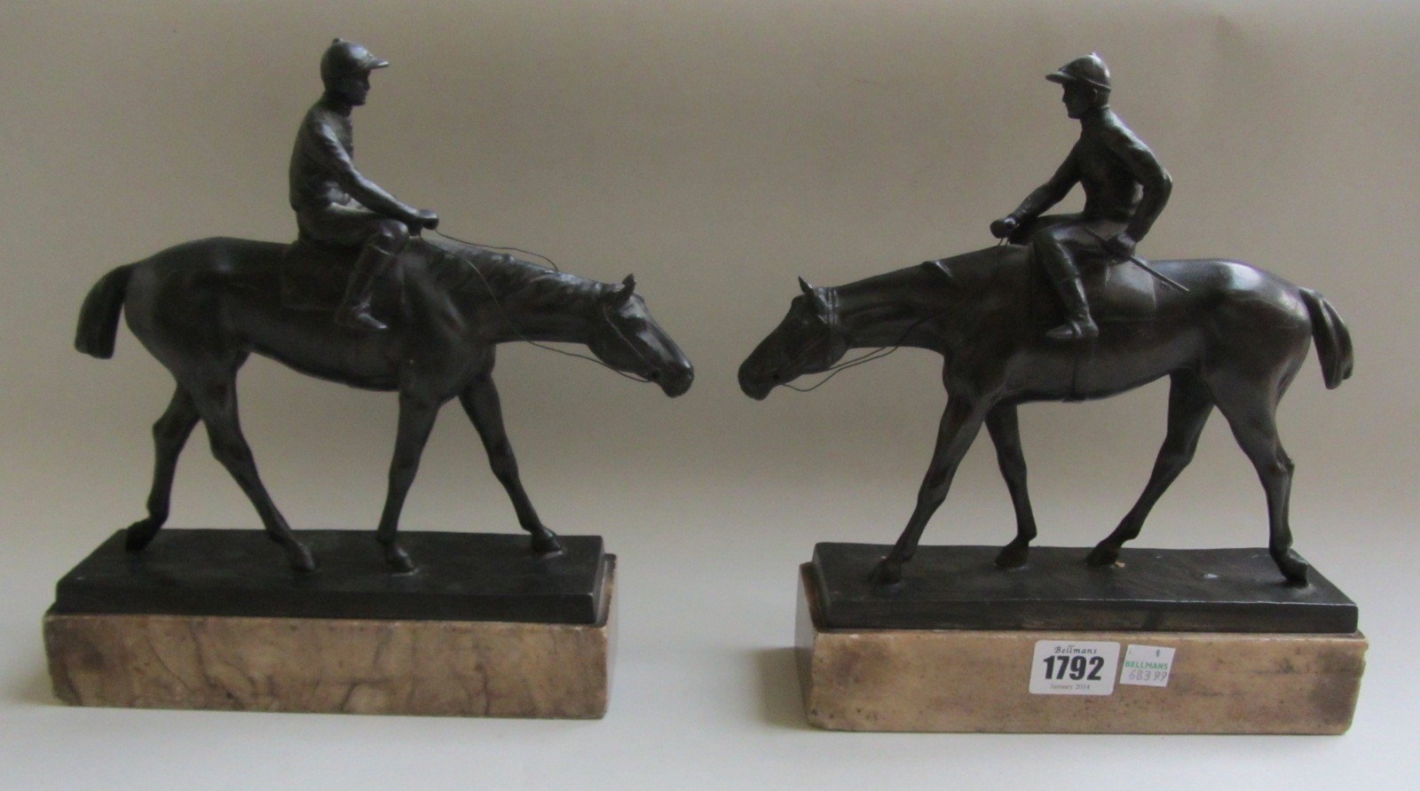 Appraisal: Two patinated spelter models of racehorses early to mid th