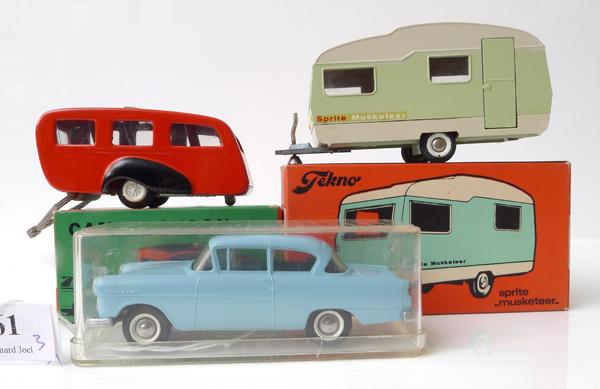 Appraisal: THREE TEKNO DENMARK MODELS INCLUDING OPEL REKORD CAMPING VOGN AND