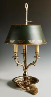 Appraisal: French Style Silverplated Bouillotte Lamp th c French Style Silverplated