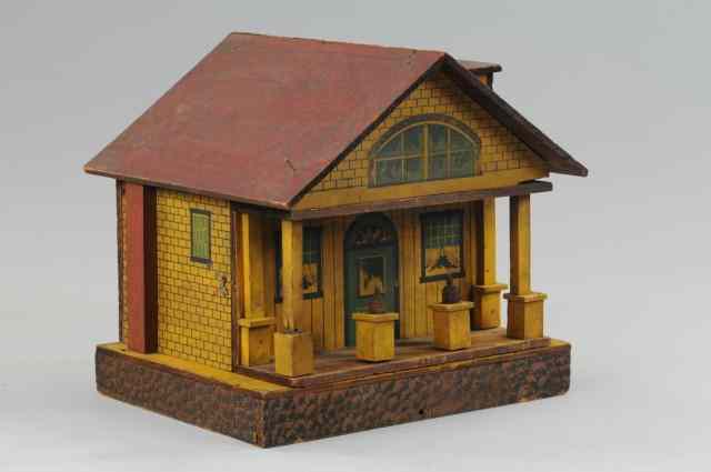 Appraisal: BUNGALOW DOLL'S HOUSE Wood house features front porch single room