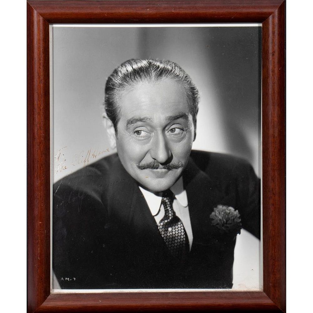 Appraisal: Adolphe Menjou Original autographed inscribed photograph Size x Condition Showing