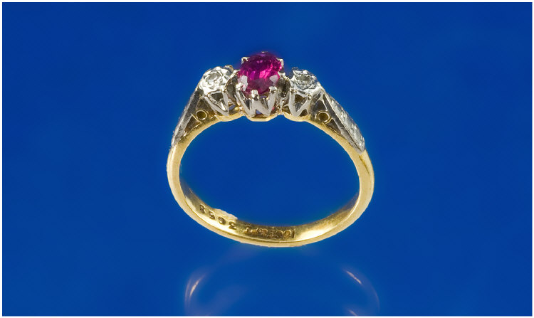 Appraisal: Carat Gold and Platinum stone diamond and ruby ring