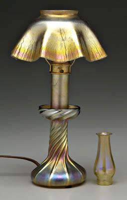 Appraisal: Tiffany art glass lamp shade with scalloped border iridescent gold