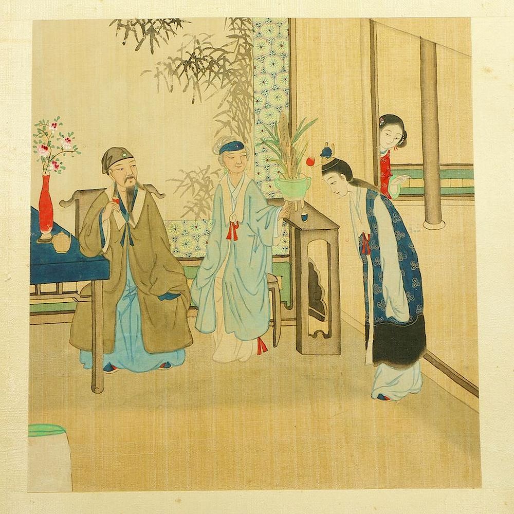 Appraisal: Twelve Chinese illustrated panels painted on silk Twelve late th