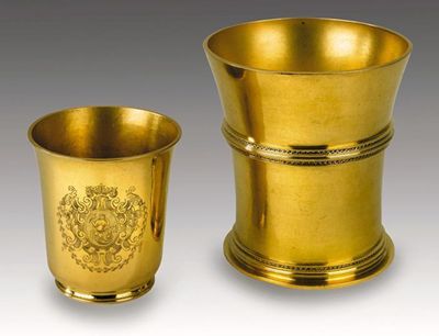 Appraisal: A modern yellow metalware beaker in early th century style